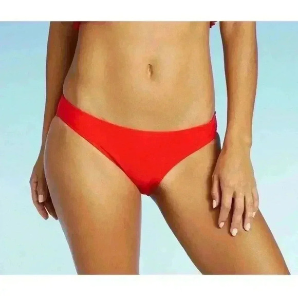 Xhilaration Womens Red Hipster Ribbed Bikini Bottoms Size Large - Picture 1 of 5